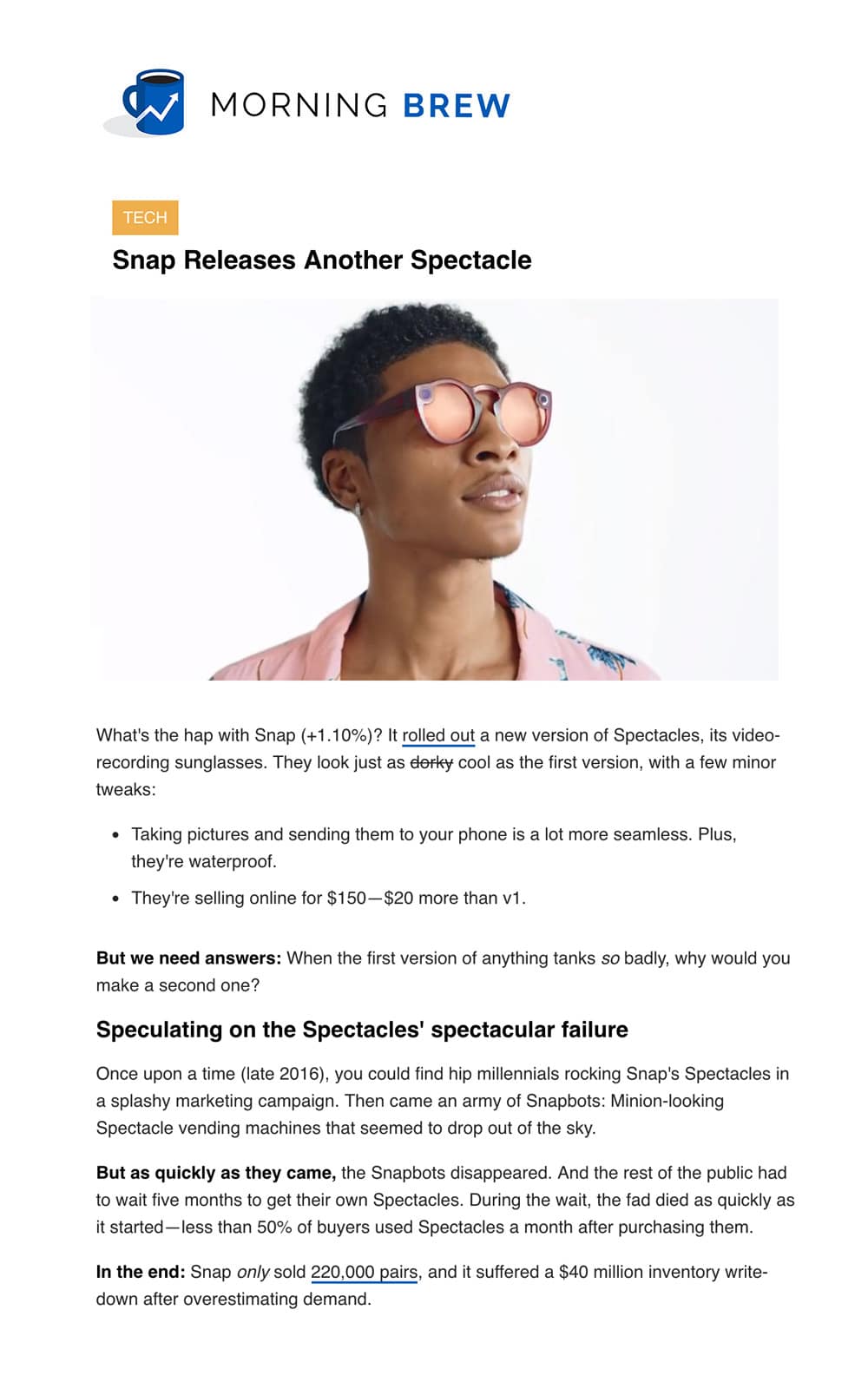 example of a publisher template from morning brew