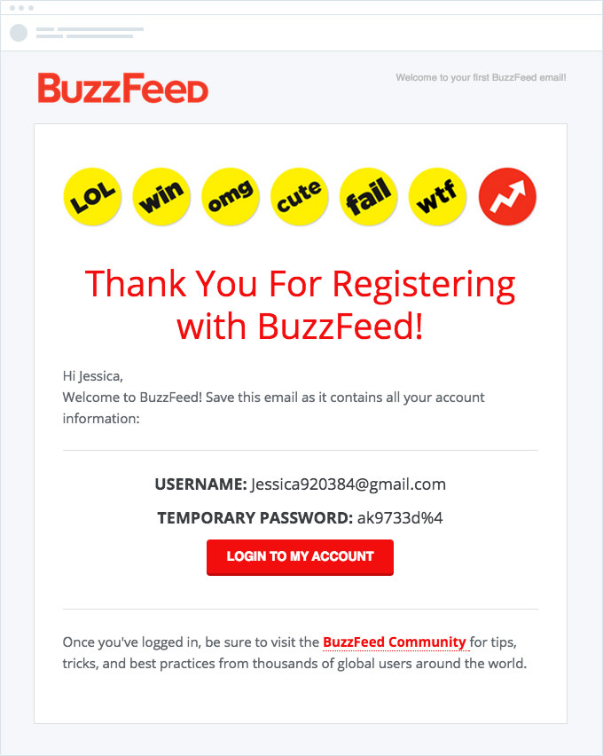 Buzzfeed - Registration Email